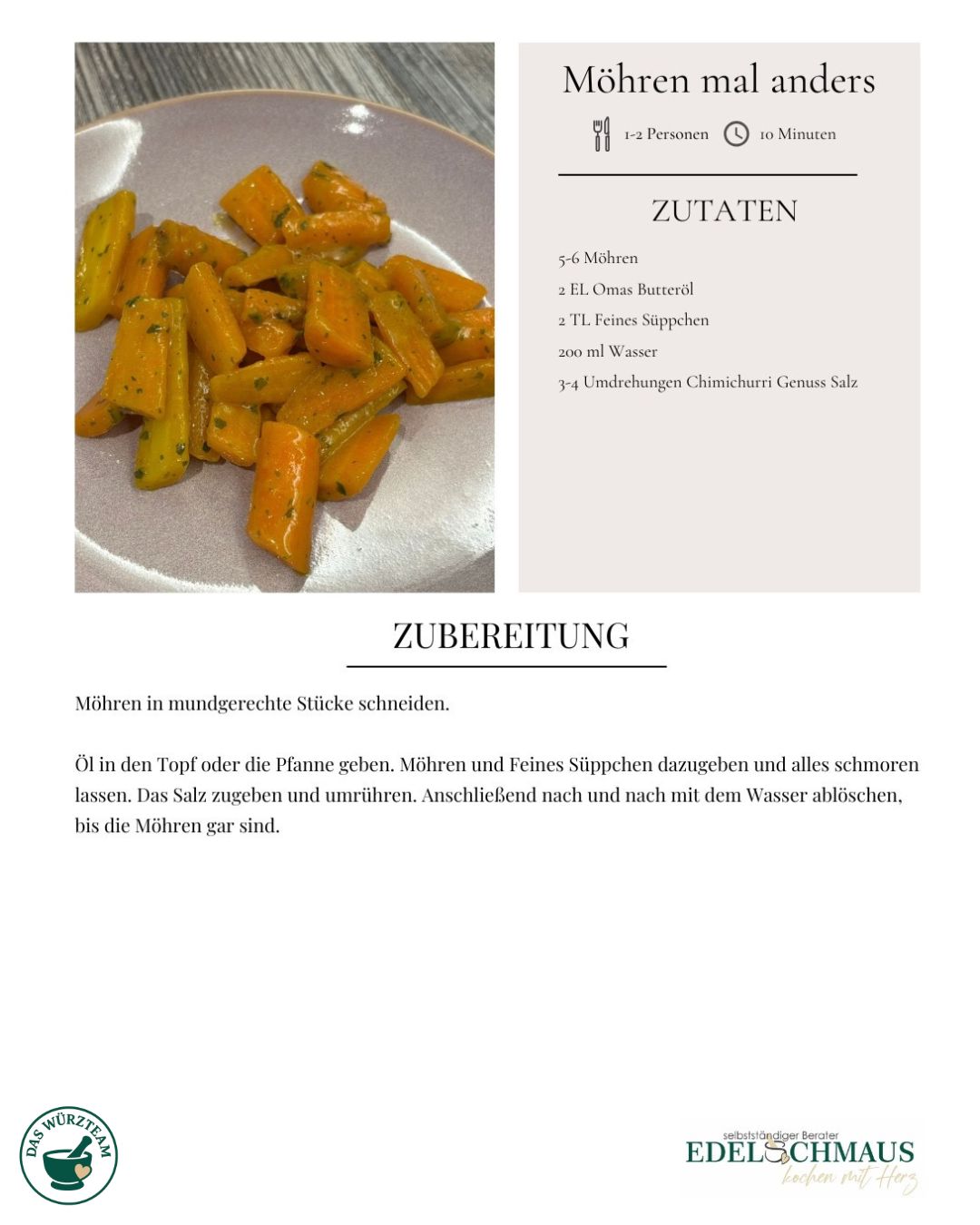 Rezeptkarten Edelschmaus Moehren mal anders