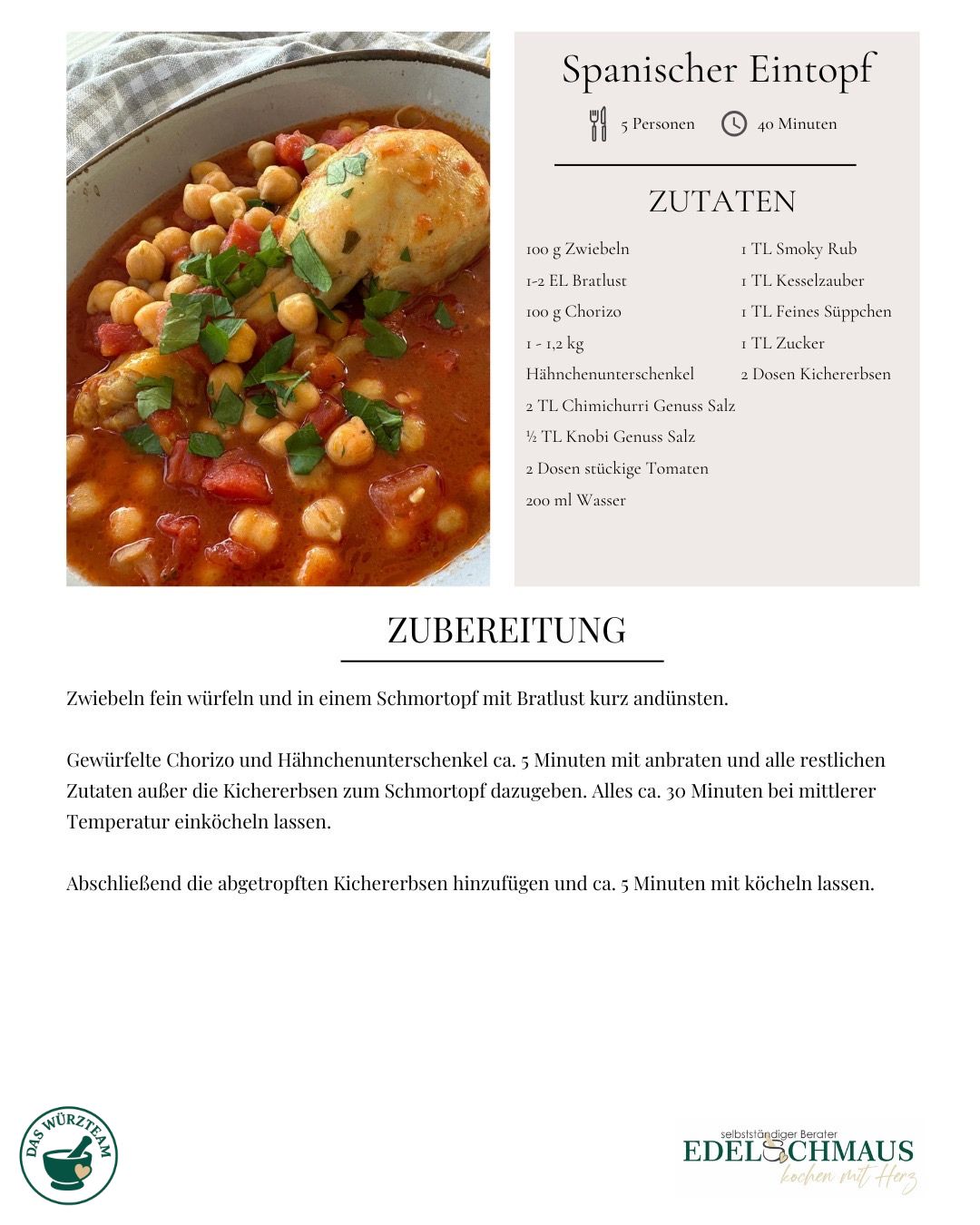 Rezeptkarten Edelschmaus Spanischer Eintopf