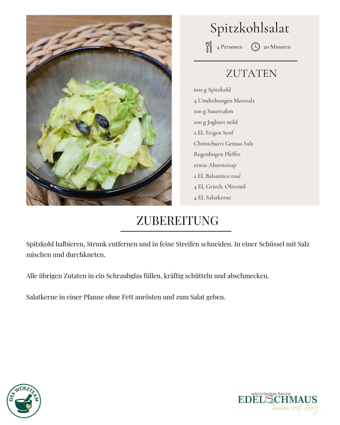 Rezeptkarten Edelschmaus Spitzkohlsalat