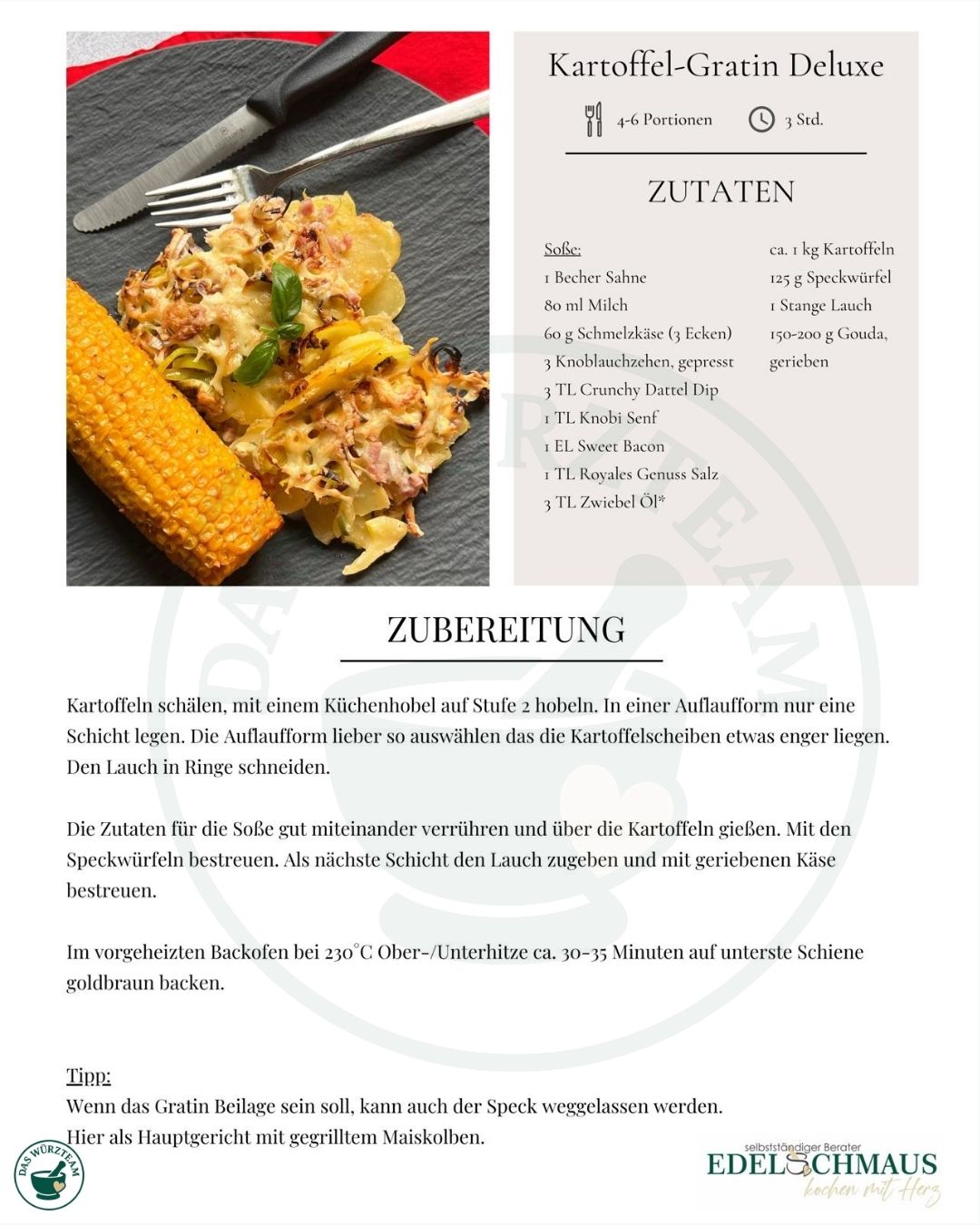 Rezeptkarten Kartoffel Gratin
